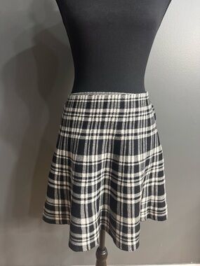 Primark Black White Plaid Skater Skirt Womens Large Flared High Waist Chic